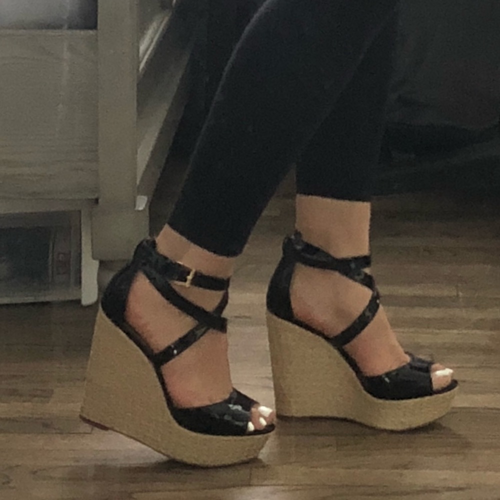 Michael Kors Black Patent Wedges